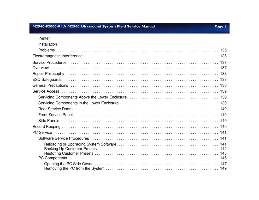 Philips M2540 service manual Service Procedures 