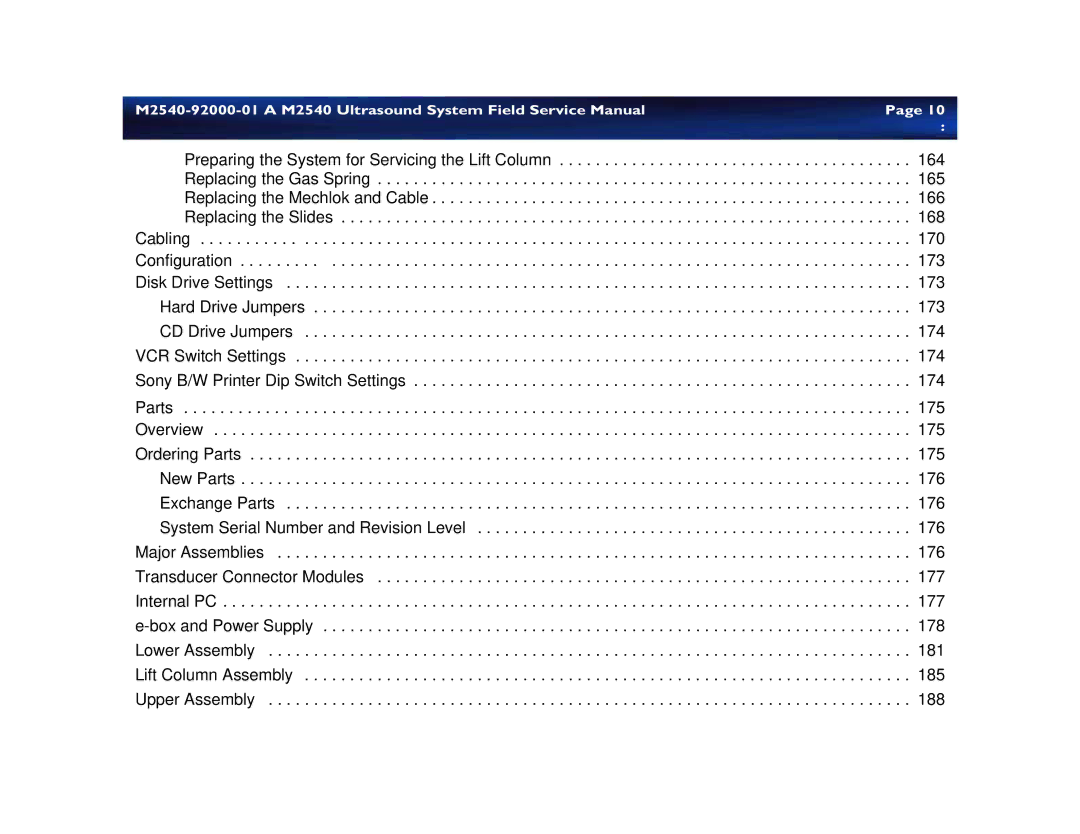 Philips M2540 service manual Cabling Configuration, Parts 