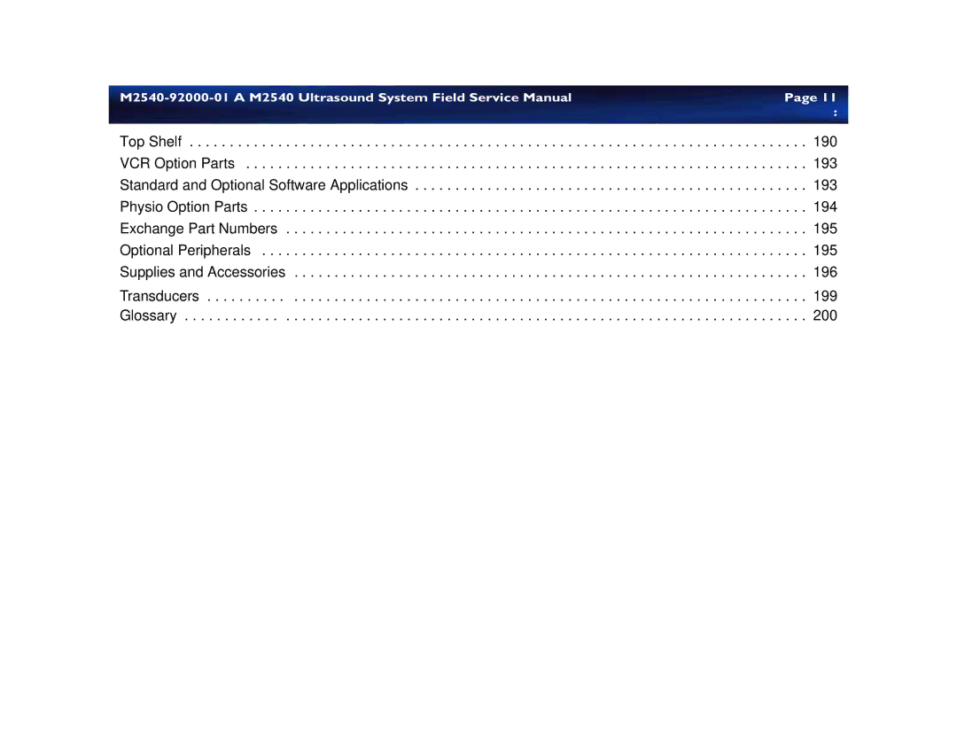 Philips M2540 service manual Transducers Glossary 