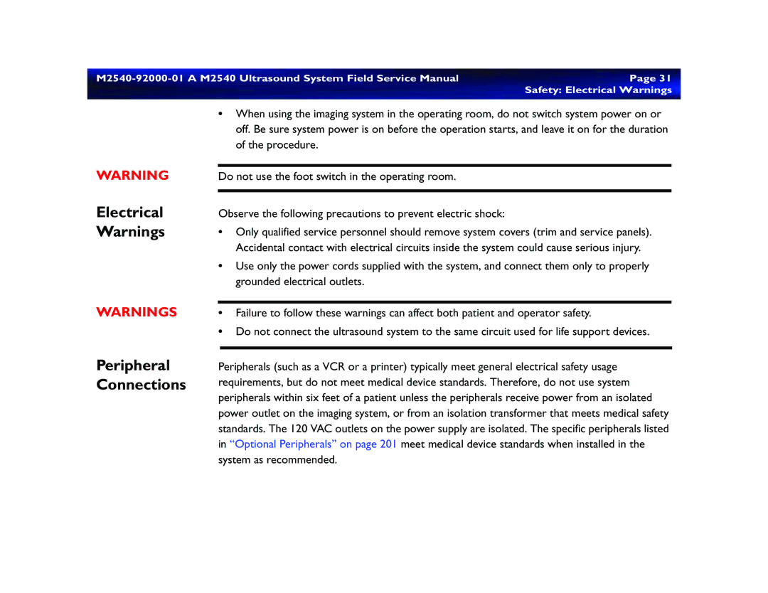 Philips M2540 service manual Electrical, Peripheral, Connections 