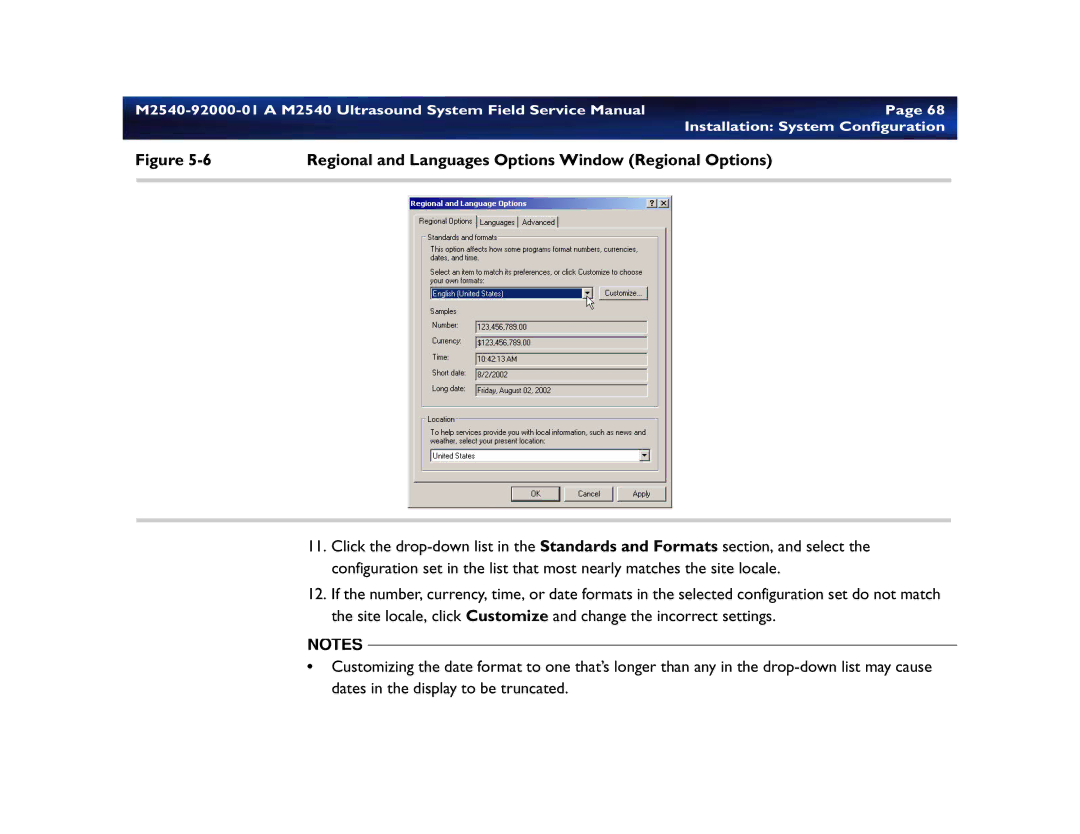 Philips M2540 service manual Regional and Languages Options Window Regional Options 