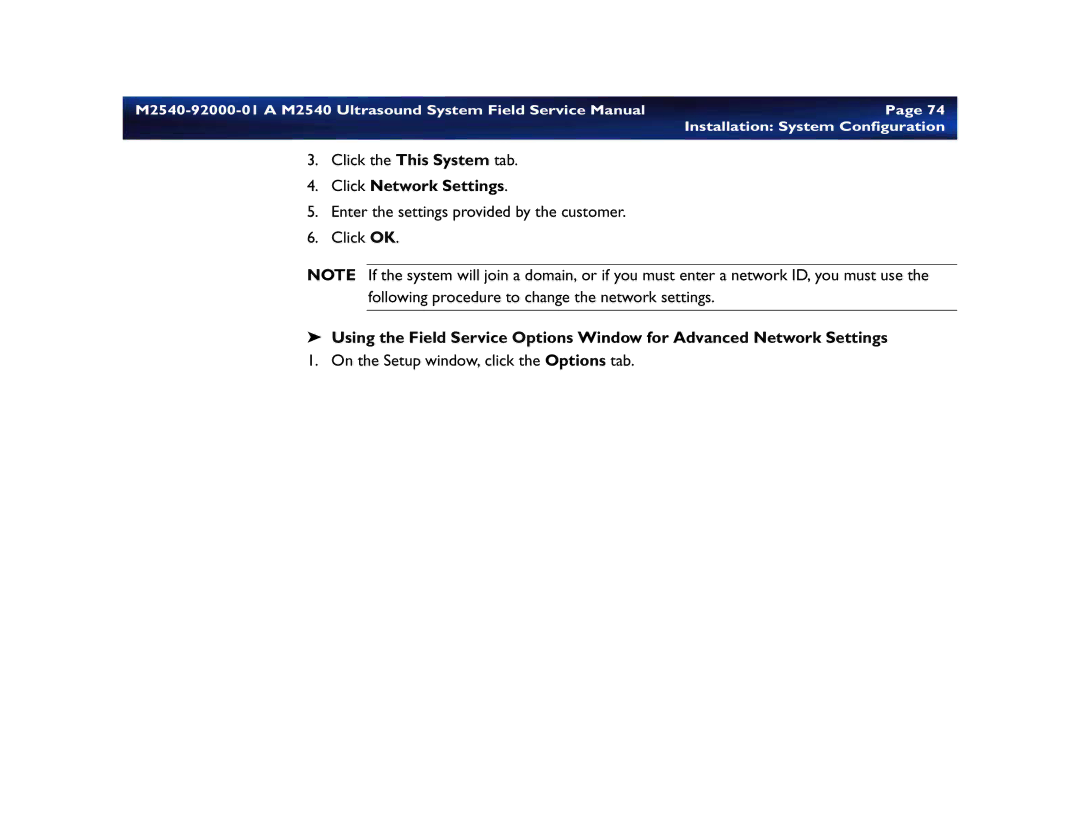 Philips M2540 service manual Click Network Settings 