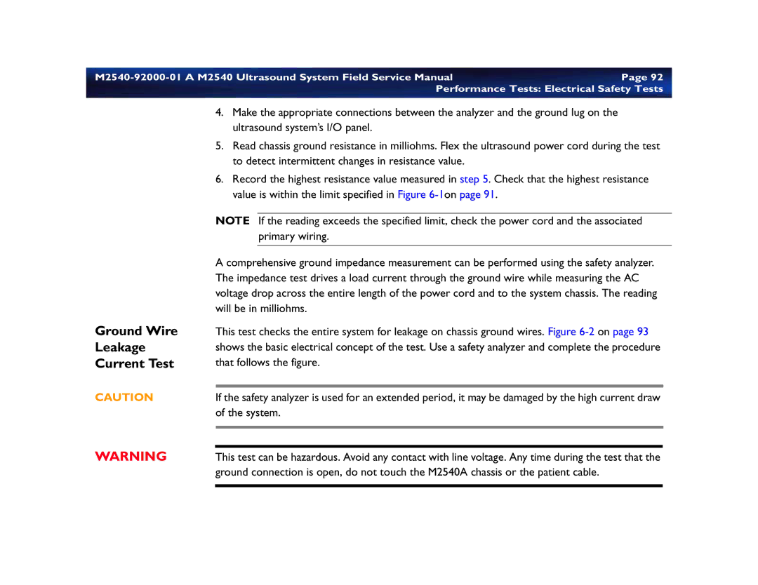 Philips M2540 service manual Ground Wire Leakage Current Test 