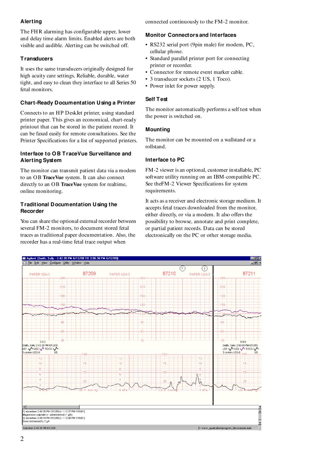 Philips M2925A, M2922A, M2926A manual Connected continuously to the FM-2 monitor 