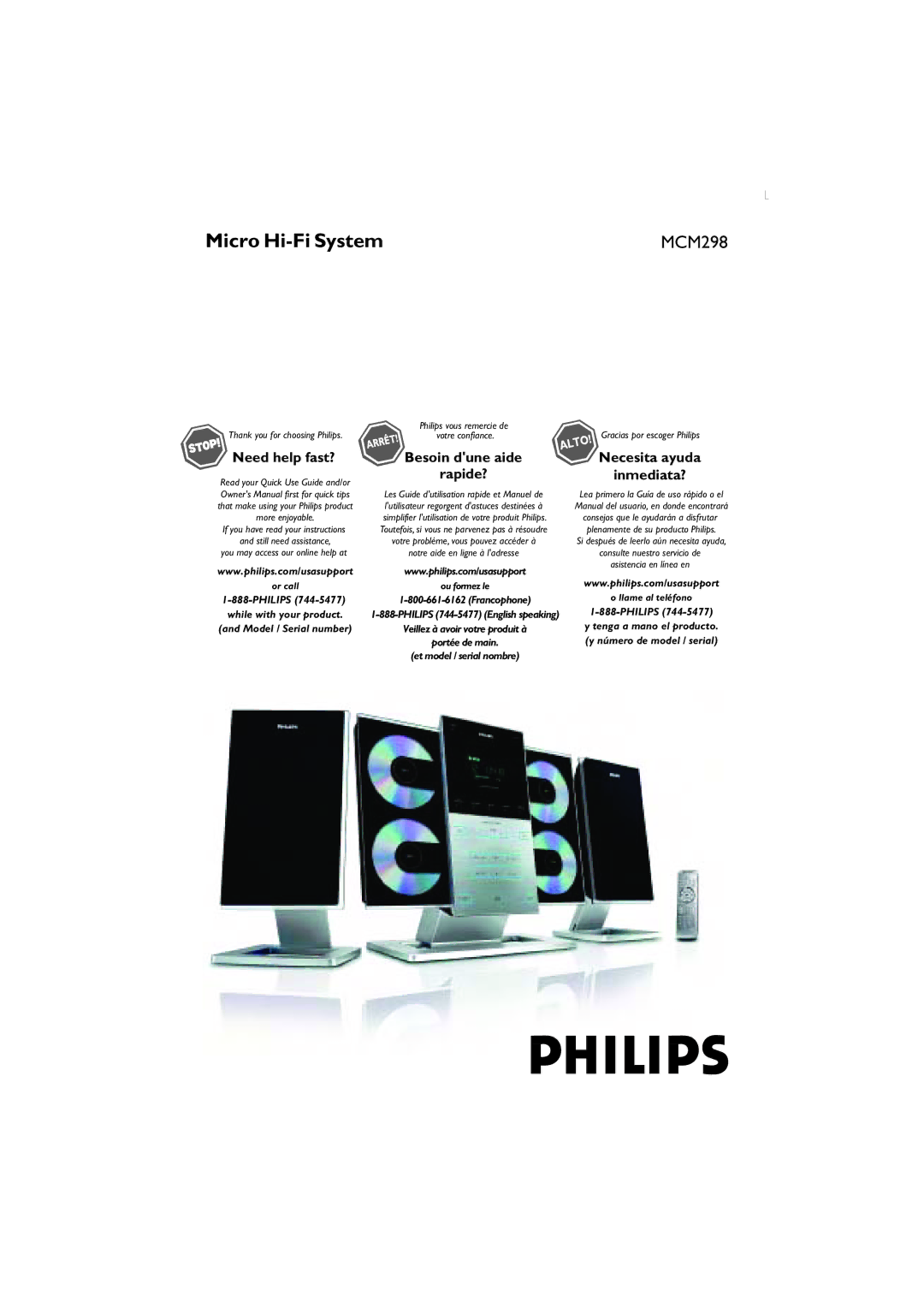 Philips M298 owner manual Micro Hi-Fi System 