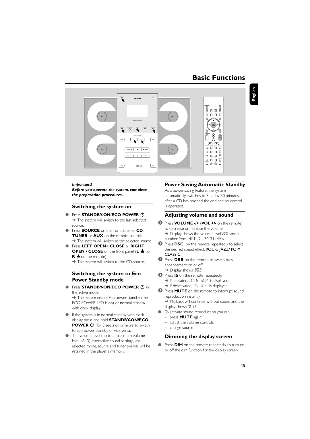 Philips M298 owner manual Basic Functions 