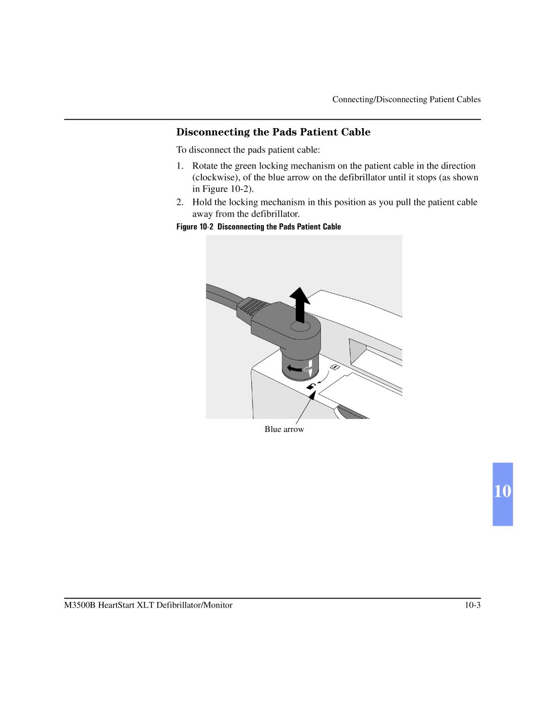 Philips M3500B manual Disconnecting the Pads Patient Cable 