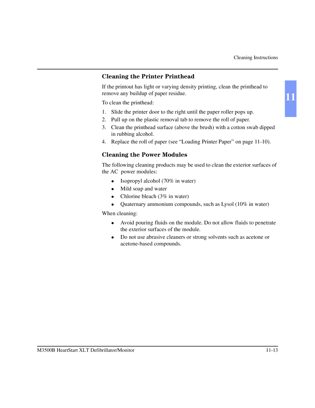 Philips M3500B manual Cleaning the Printer Printhead, Cleaning the Power Modules 