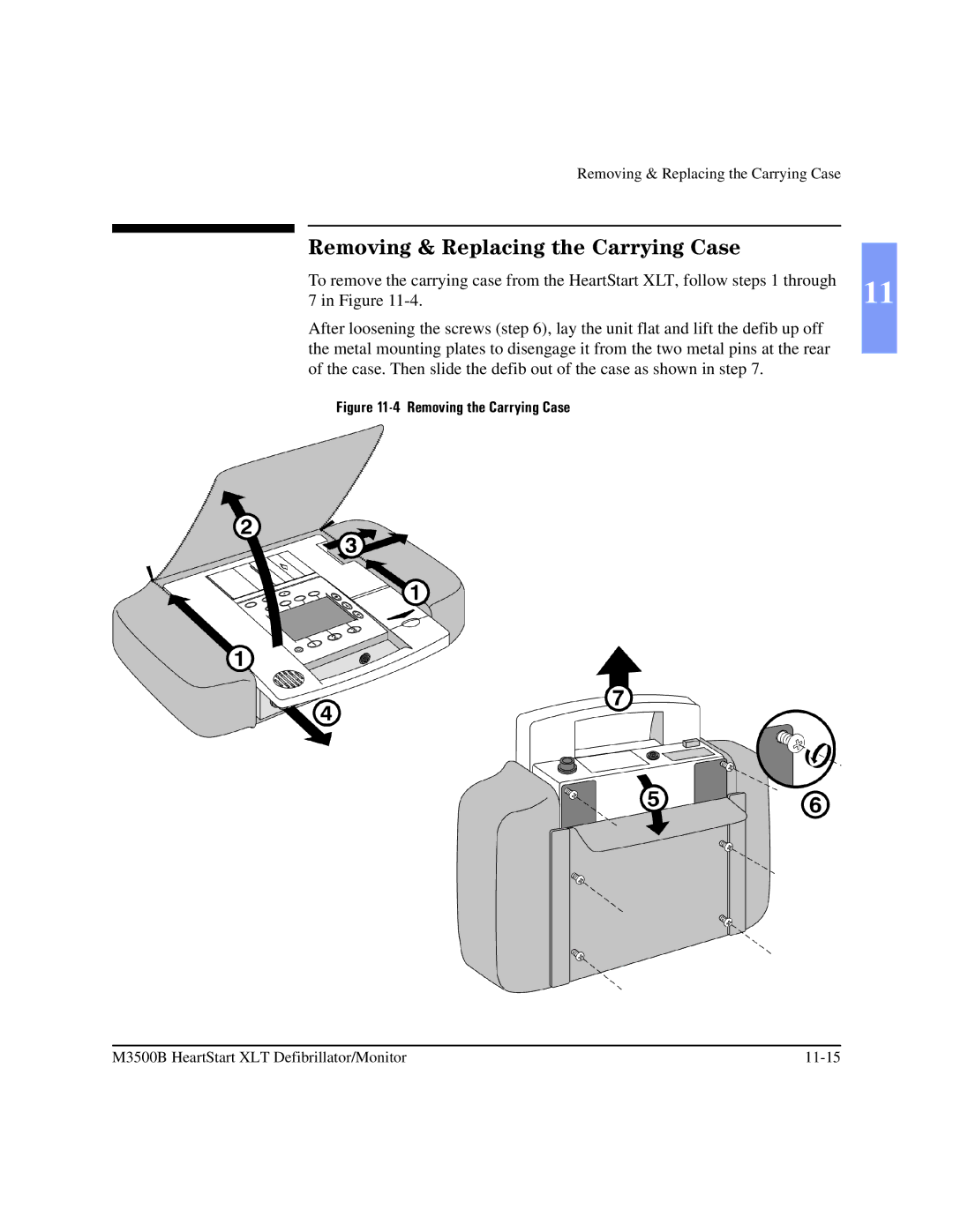 Philips M3500B manual Removing & Replacing the Carrying Case, Removing the Carrying Case 