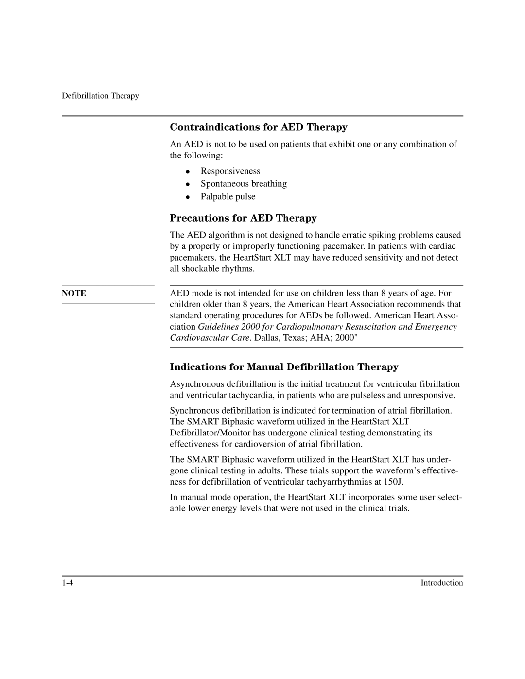 Philips M3500B manual Contraindications for AED Therapy, Precautions for AED Therapy 