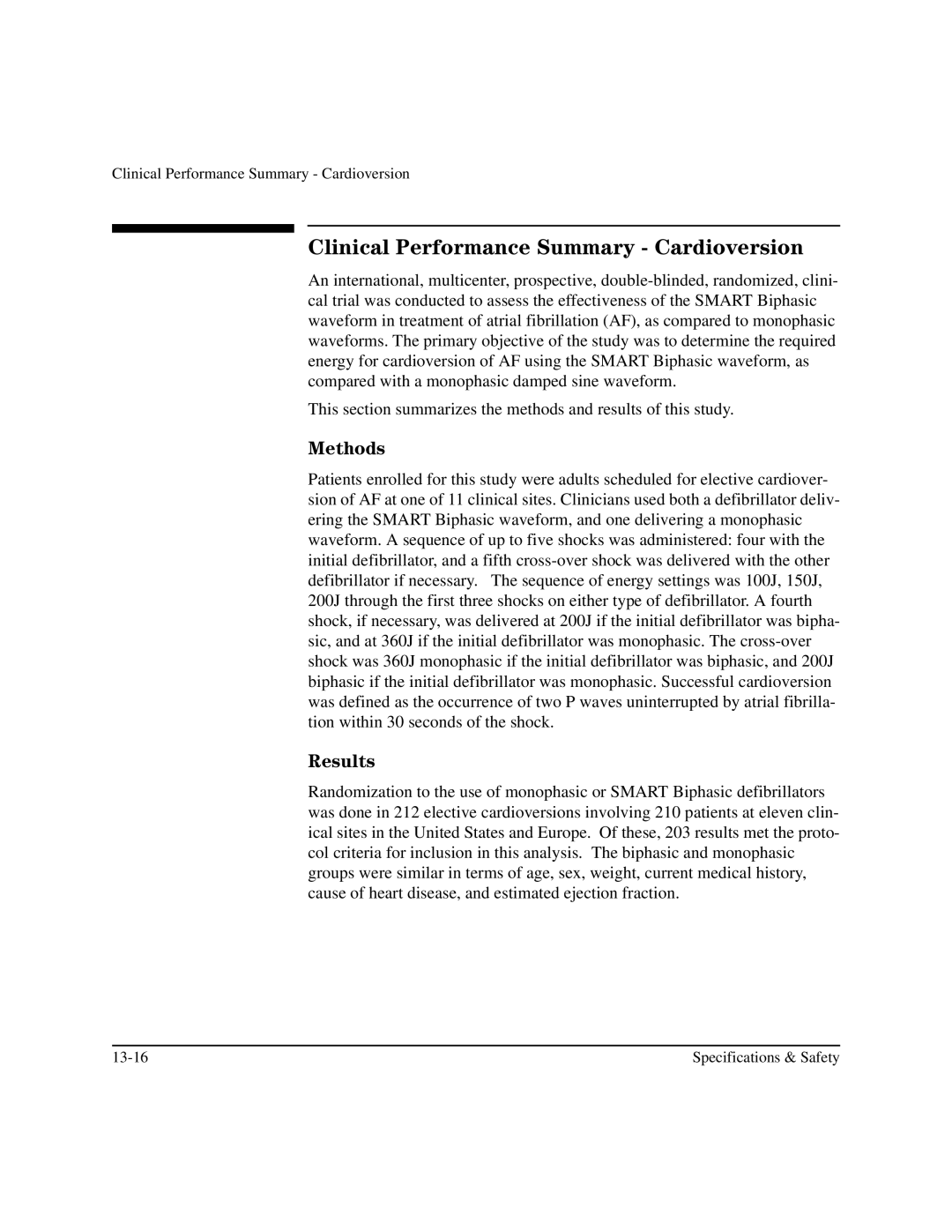 Philips M3500B manual Clinical Performance Summary Cardioversion 