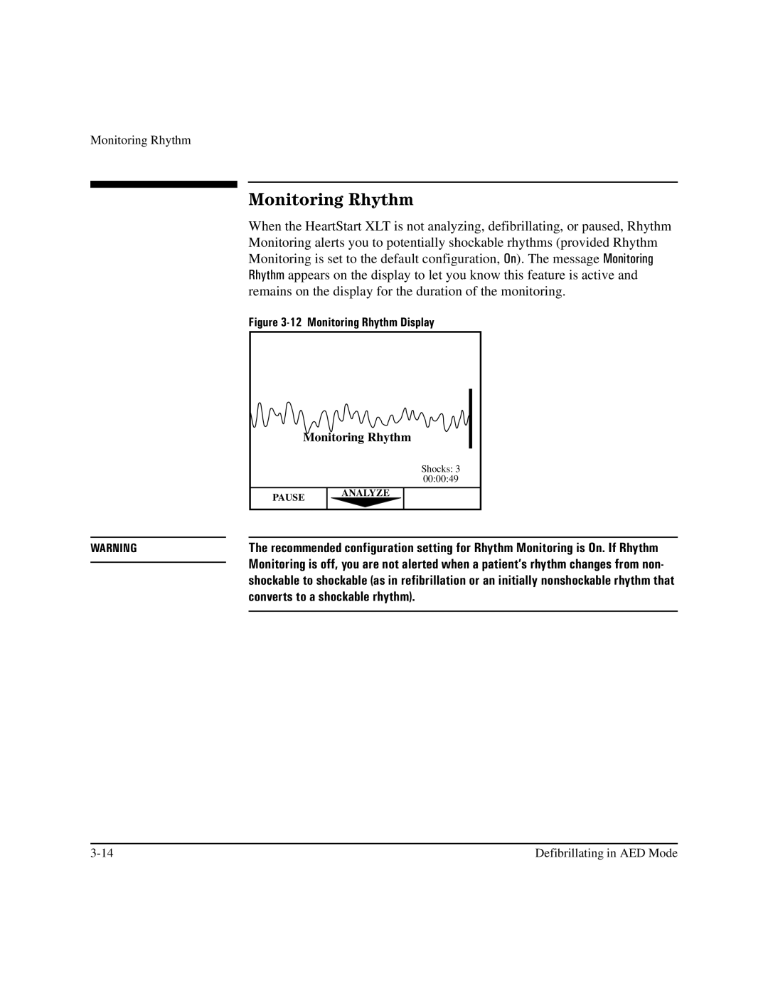 Philips M3500B manual Monitoring Rhythm 