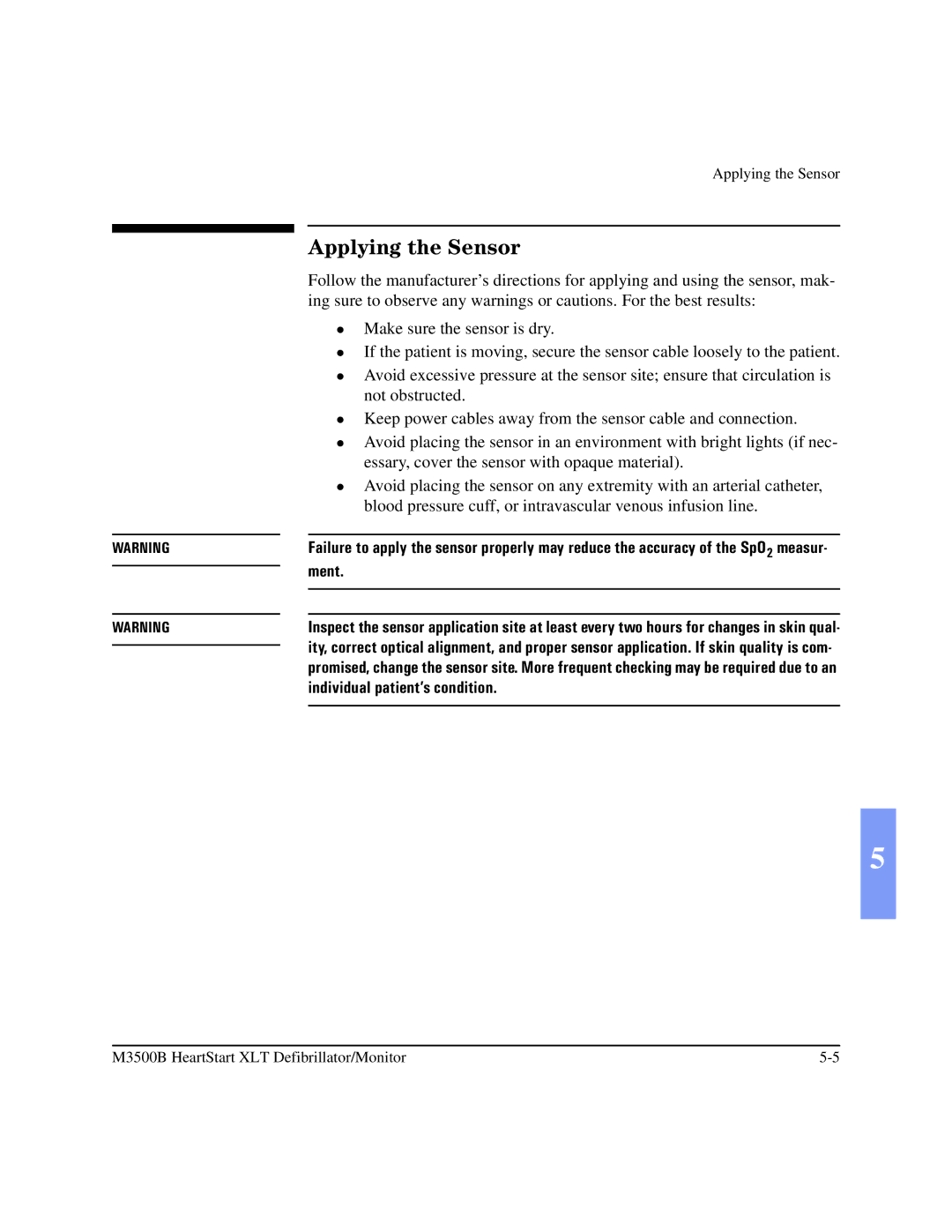 Philips M3500B manual Applying the Sensor 