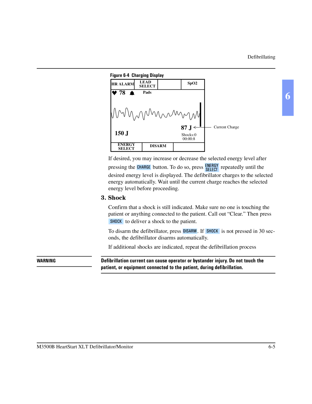 Philips M3500B manual 150 J 87 J, Shock 