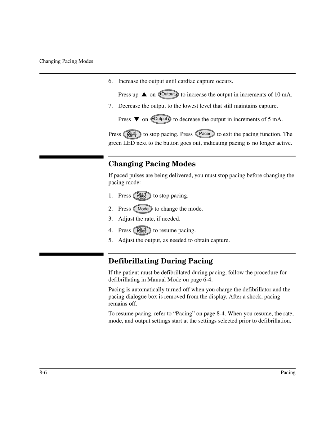 Philips M3500B manual Changing Pacing Modes, Defibrillating During Pacing 