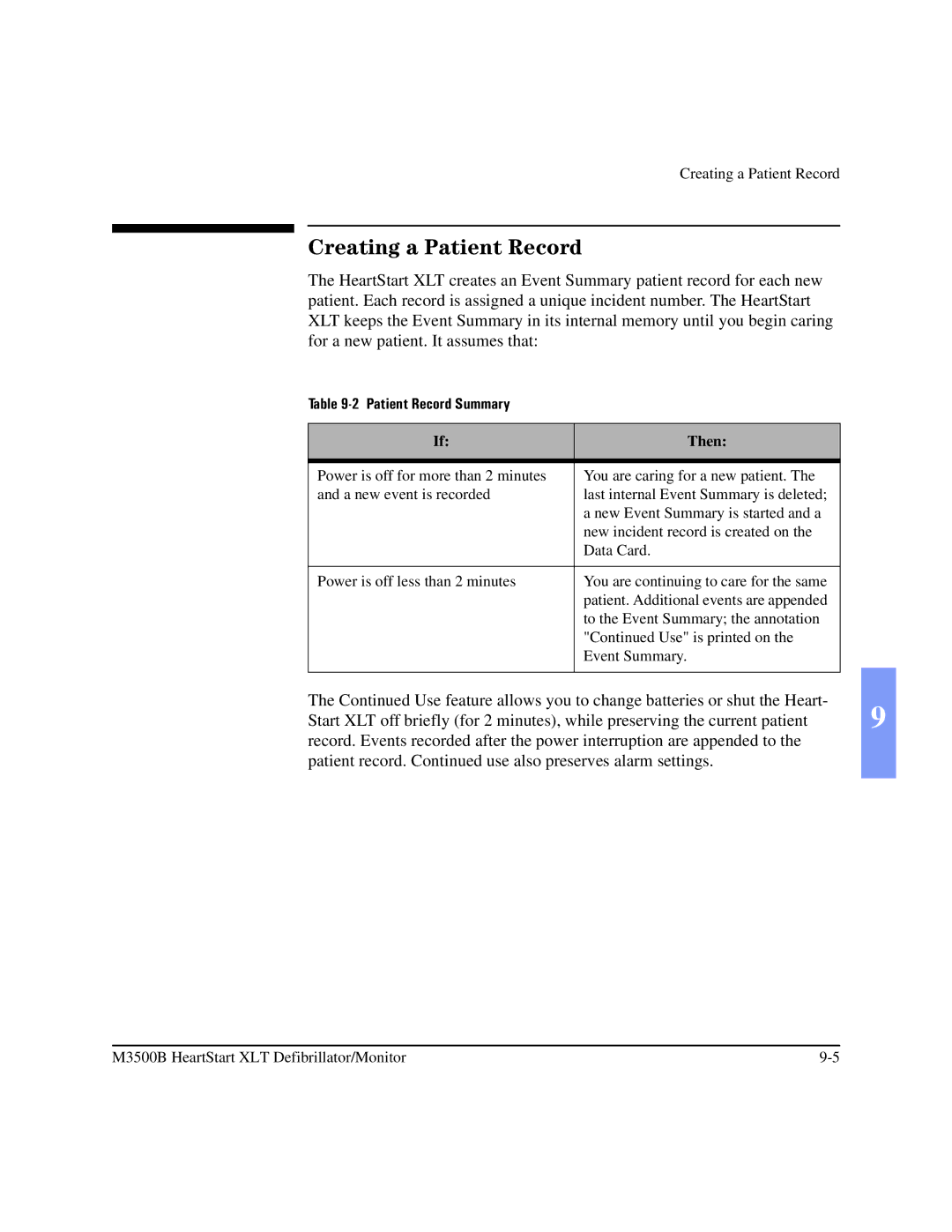 Philips M3500B manual Creating a Patient Record, Patient Record Summary, Then 