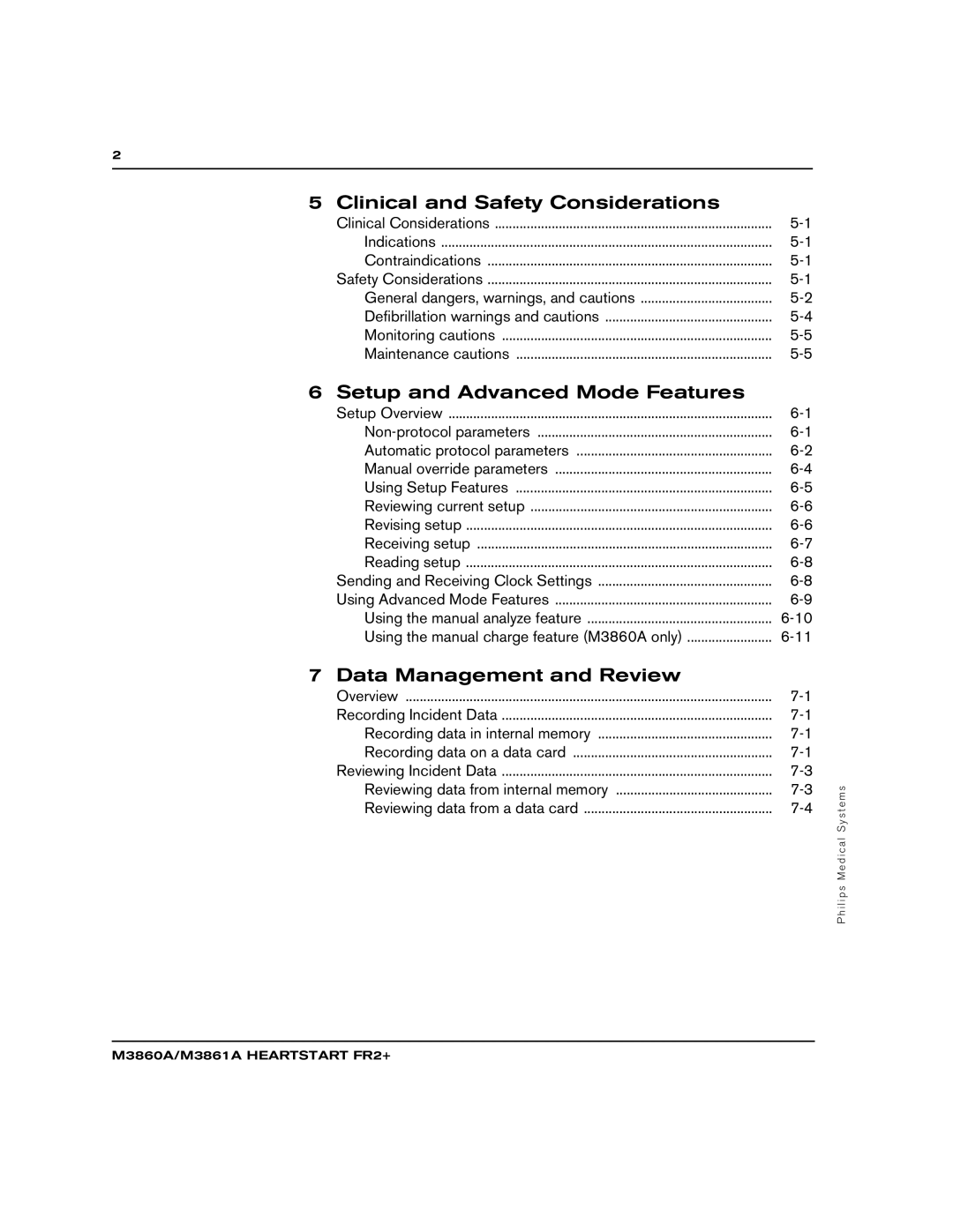 Philips M3861A, M3860A Clinical and Safety Considerations, Setup and Advanced Mode Features, Data Management and Review 