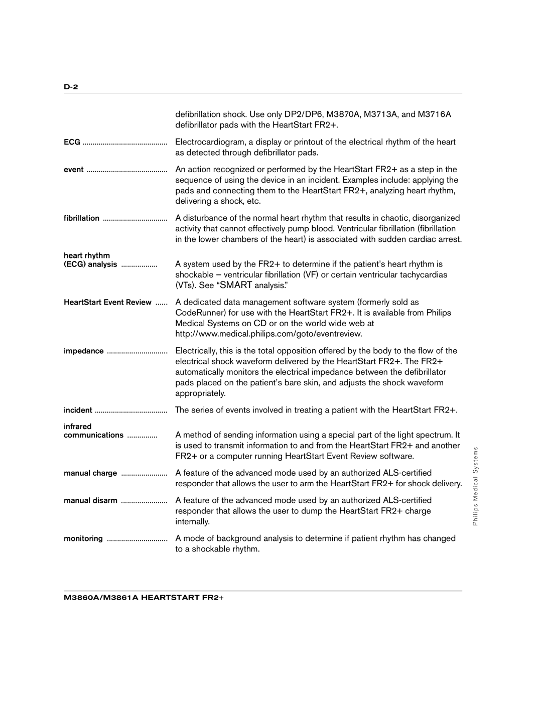 Philips M3861A, M3860A manual Defibrillator pads with the HeartStart FR2+ 