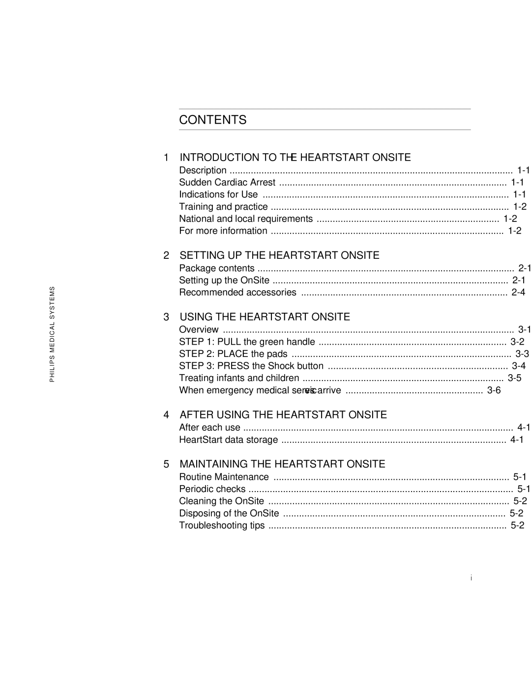 Philips M5066A owner manual Contents 