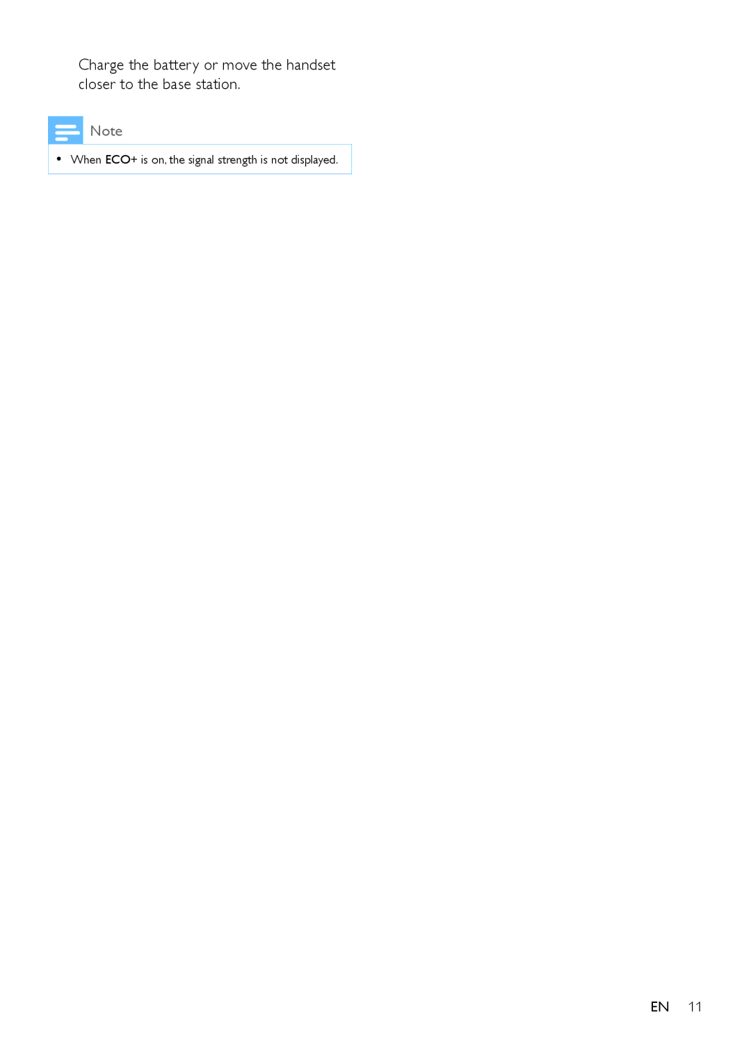Philips M888 manual When ECO+ is on, the signal strength is not displayed 