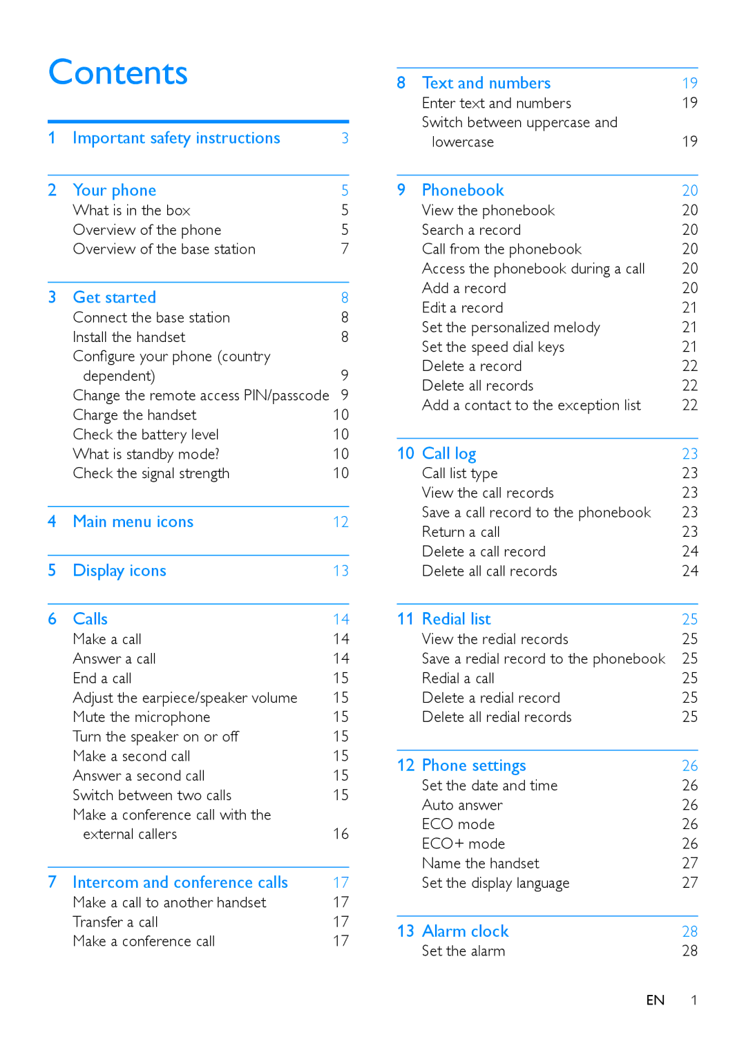 Philips M888 manual Contents 