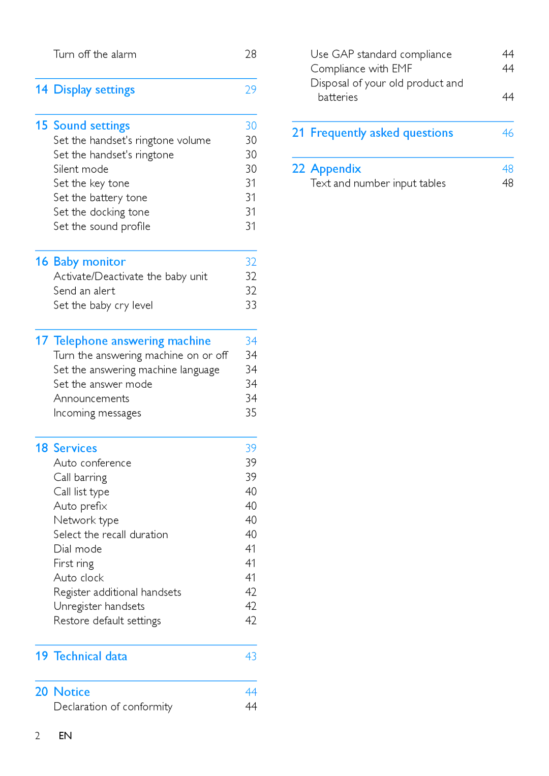 Philips M888 manual Turn off the alarm, Set the answer mode Announcements Incoming messages, Batteries 