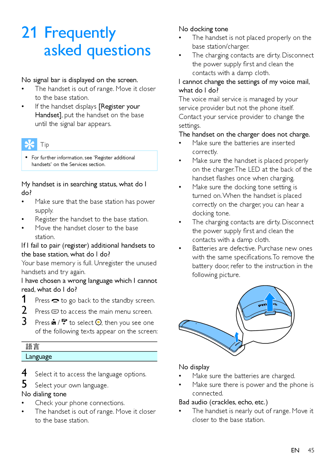 Philips M888 manual Frequently asked questions, Read, what do I do? 