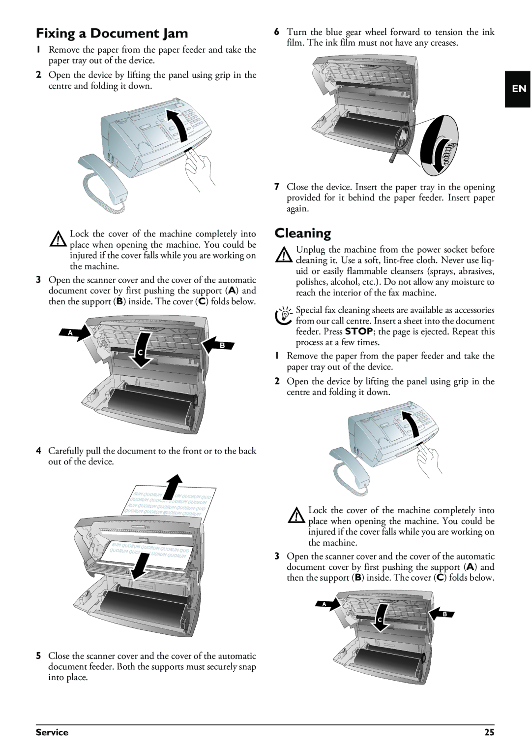 Philips MAGIC5 user manual Fixing a Document Jam, Cleaning 