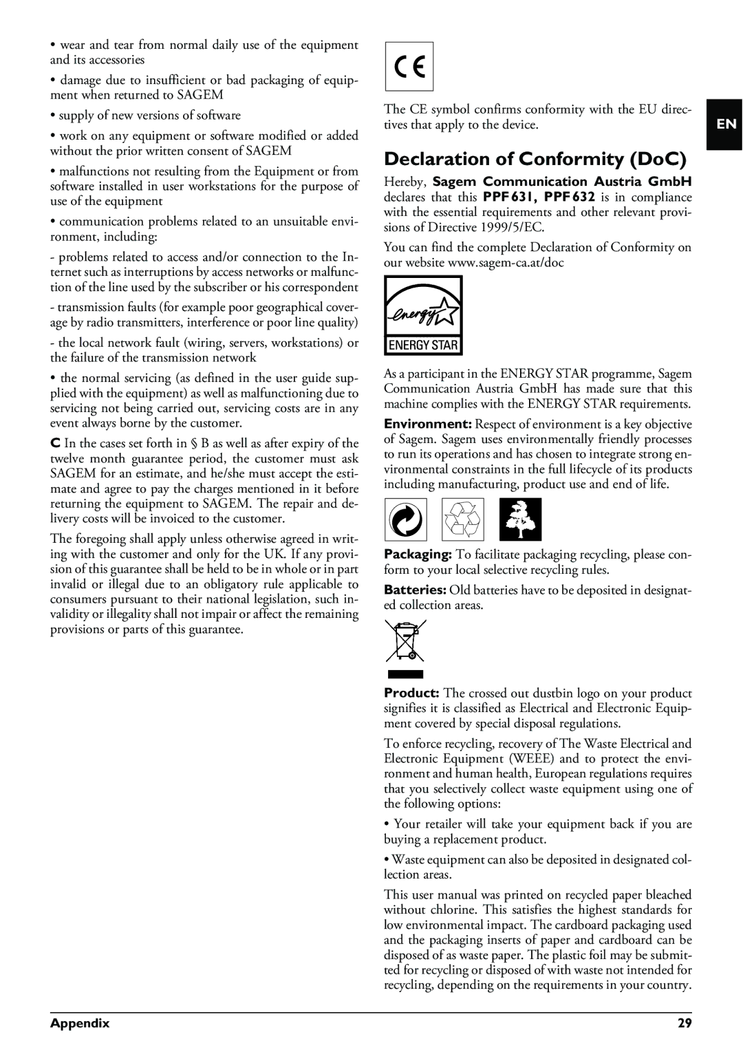 Philips MAGIC5 user manual Declaration of Conformity DoC, Appendix 