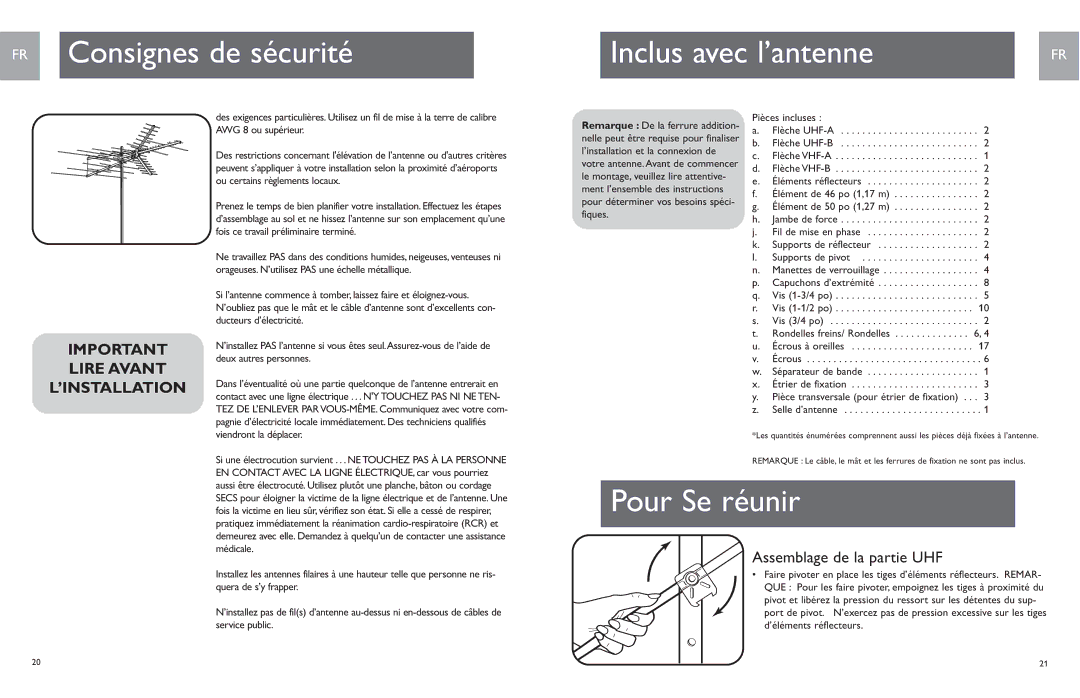 Philips SDV9011K/17, MANT901EN user manual Assemblage de la partie UHF 