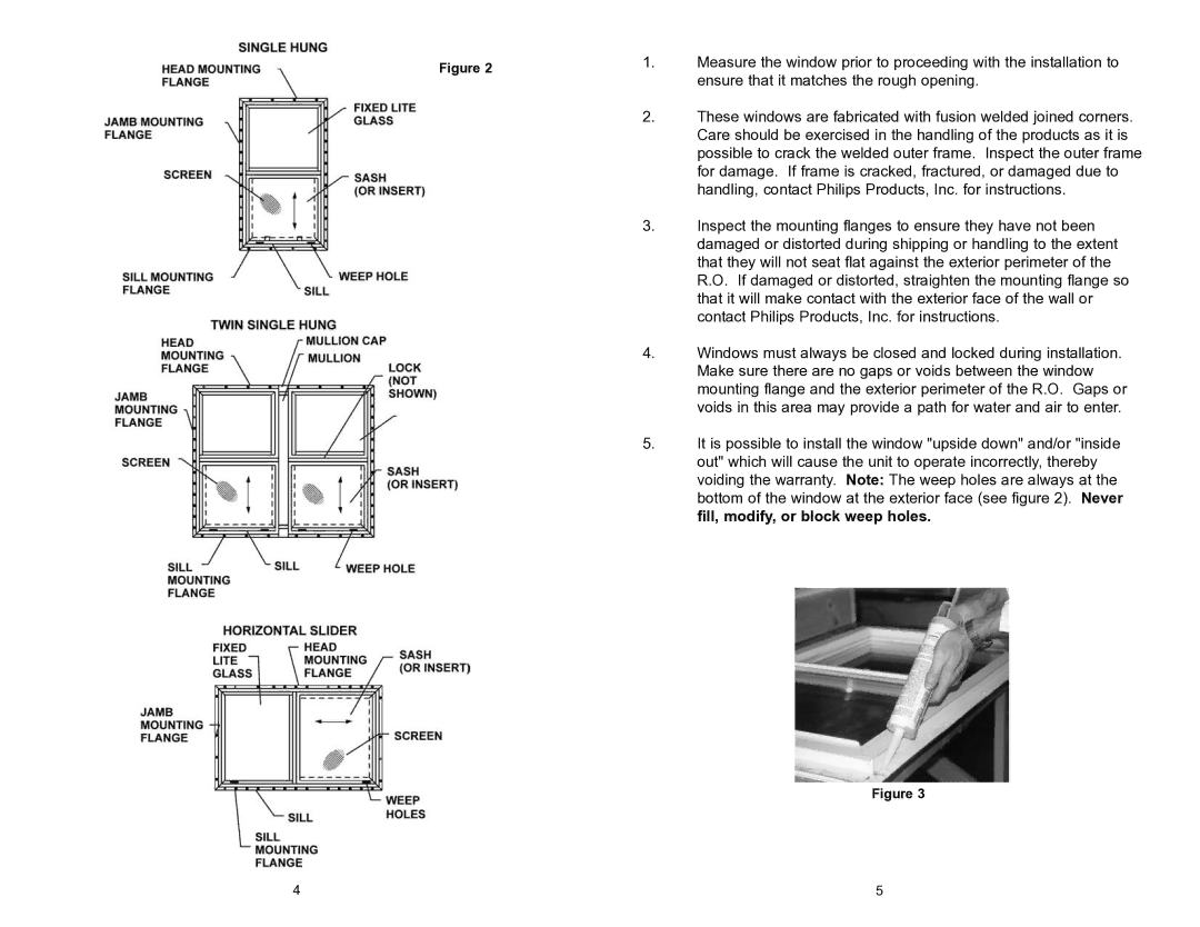 Philips Manufactured Housing Vinyl Window installation instructions 