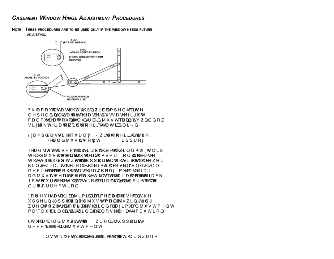 Philips Manufactured Housing Vinyl Window installation instructions Casement Window Hinge Adjustment Procedures 