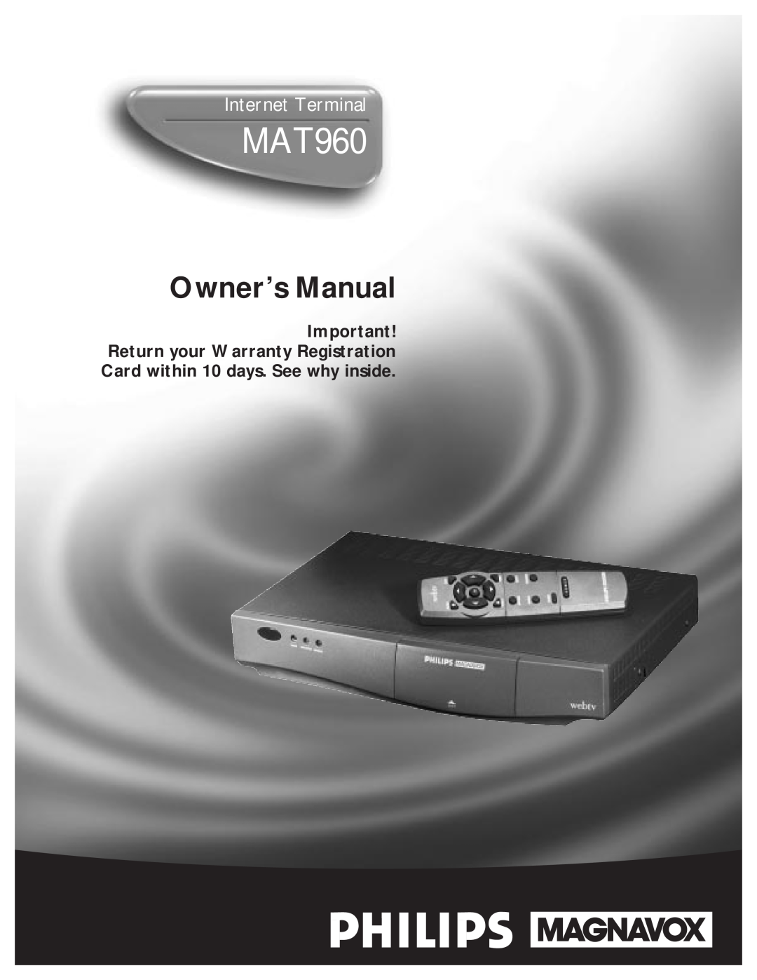 Philips MAT960 manual Owner’s Manual, Internet Terminal 