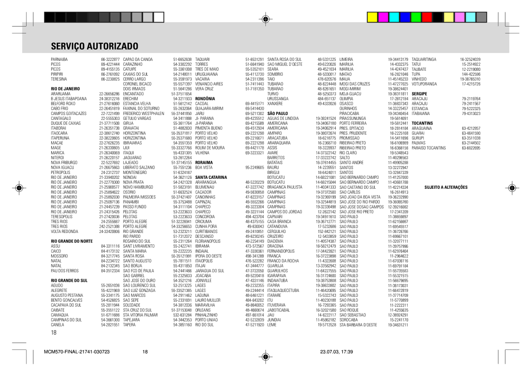 Philips MC - M570 manual Sergipe 