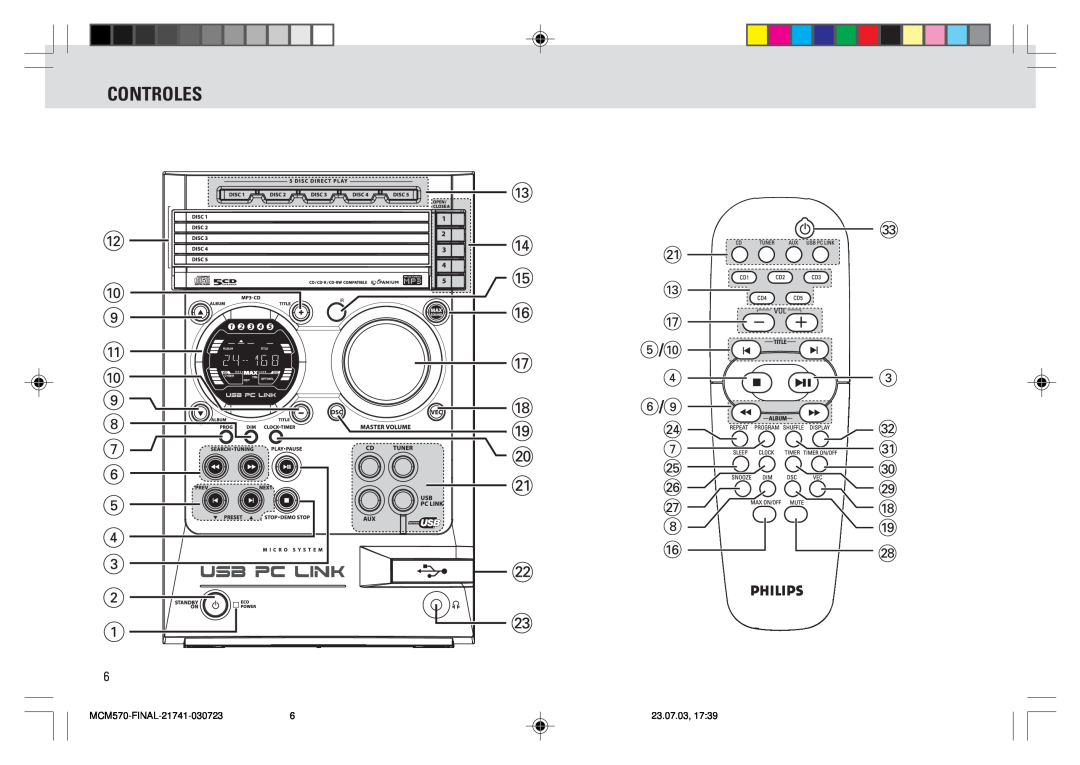 Philips MC - M570 manual Controles, MCM570-FINAL-21741-030723, 23.07.03 