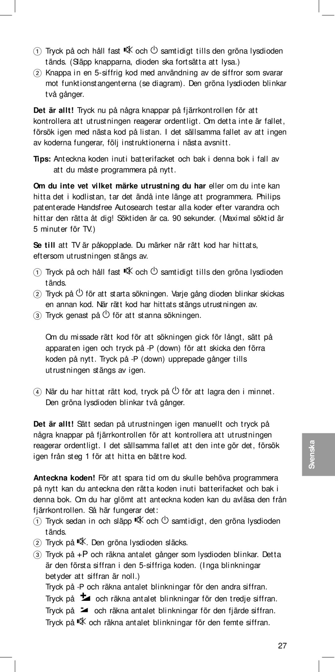 Philips MC-110 manual Svenska 