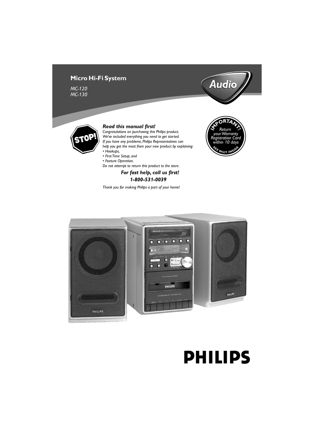 Philips MC-130 warranty Audio 