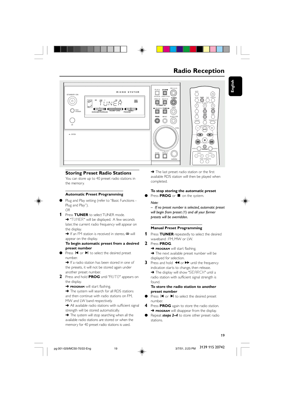 Philips MC-70 manual Radio Reception 