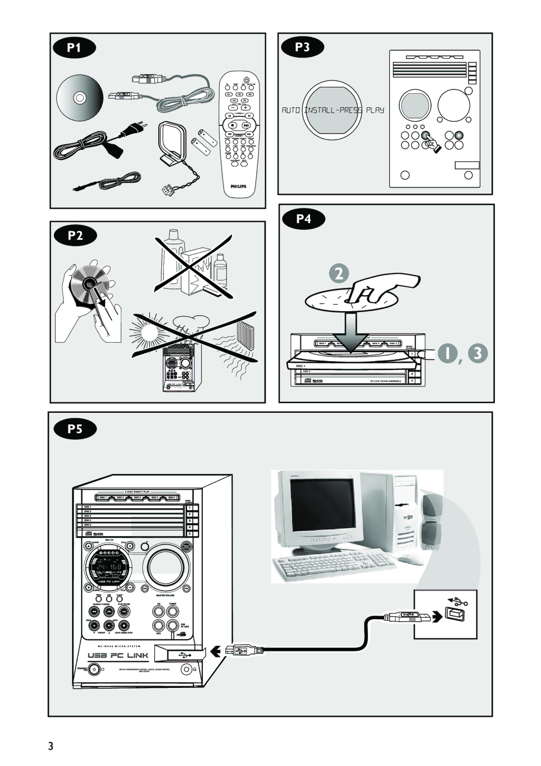 Philips MC M570 manual Disc Open Close Disc DISC1 CD / CD-R / CD-RW Compatible 