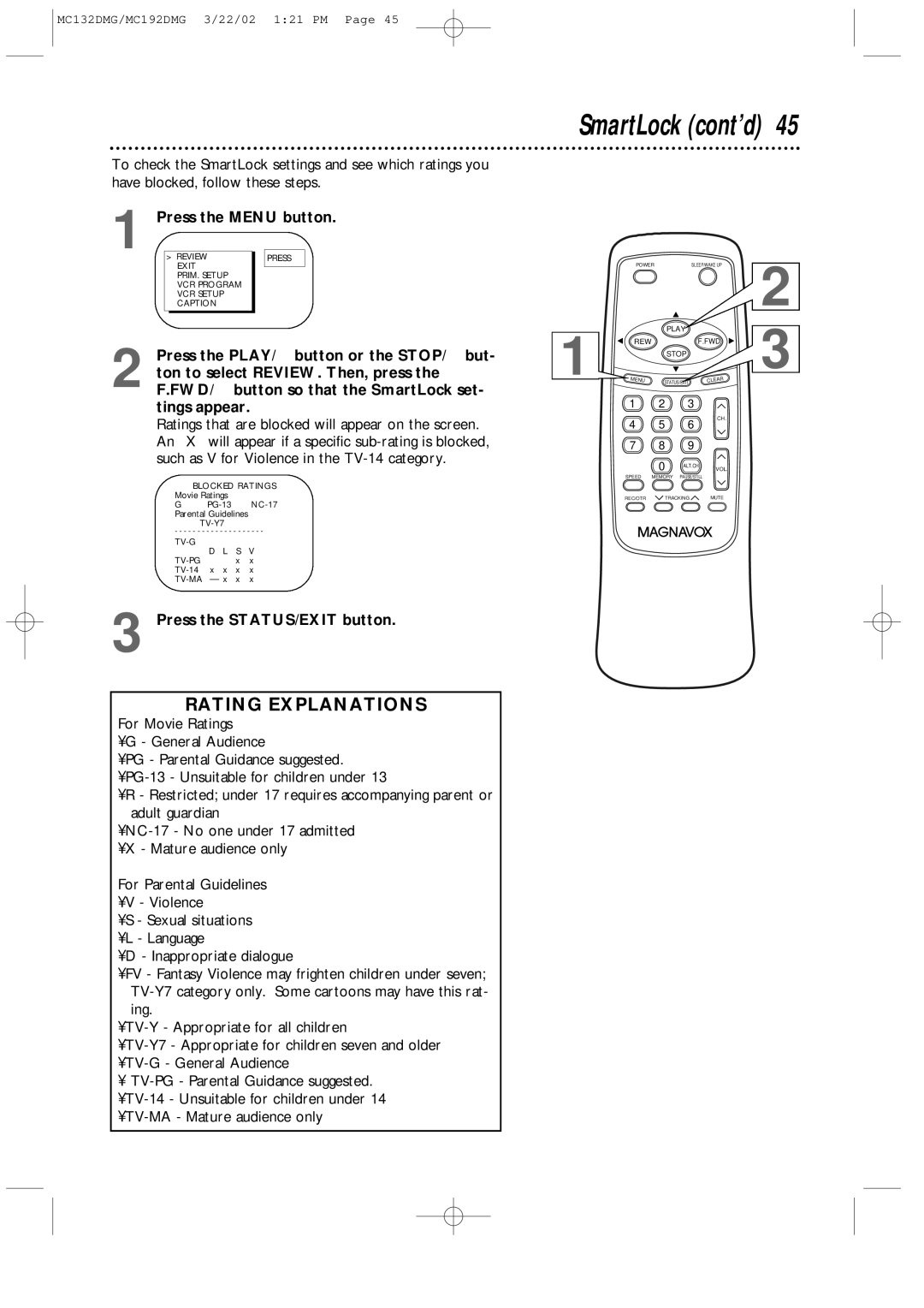 Philips MC192DMG, MC132DMG owner manual Rating Explanations 