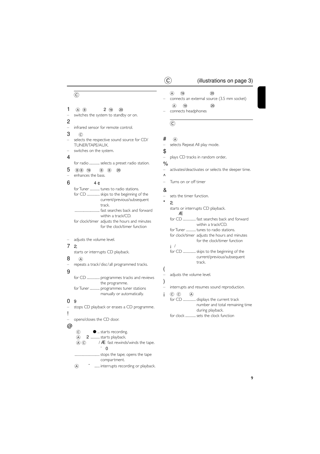 Philips MC147 user manual Controls on the system Remote control, Controls available on the remote control only 