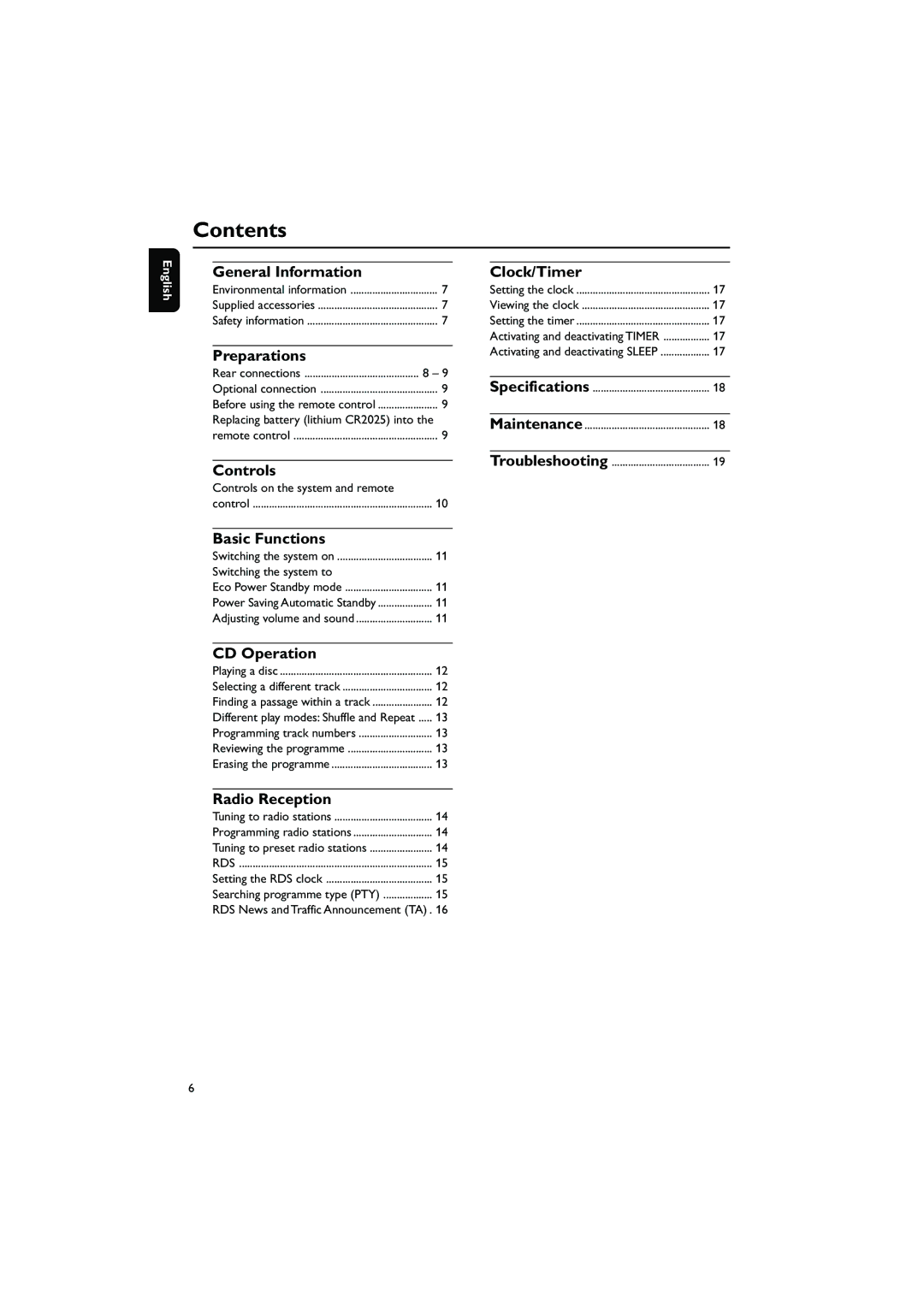 Philips MC230 user manual Contents 