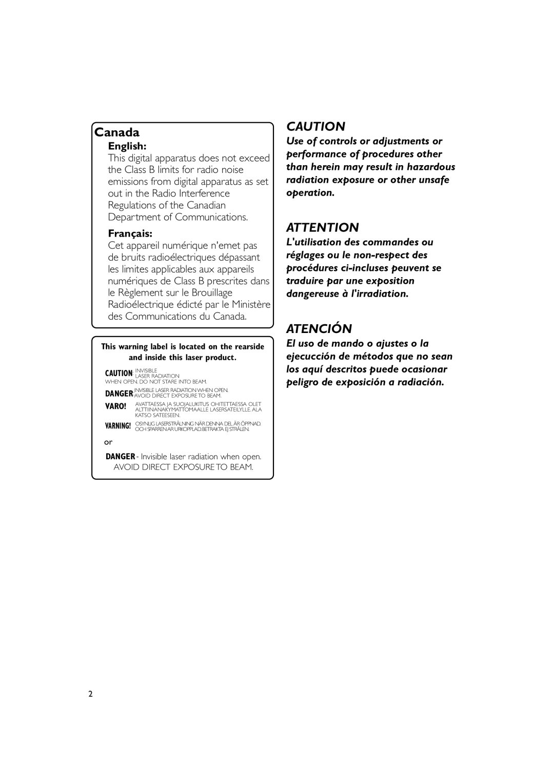 Philips MC235 user manual English, Français, Inside this laser product 