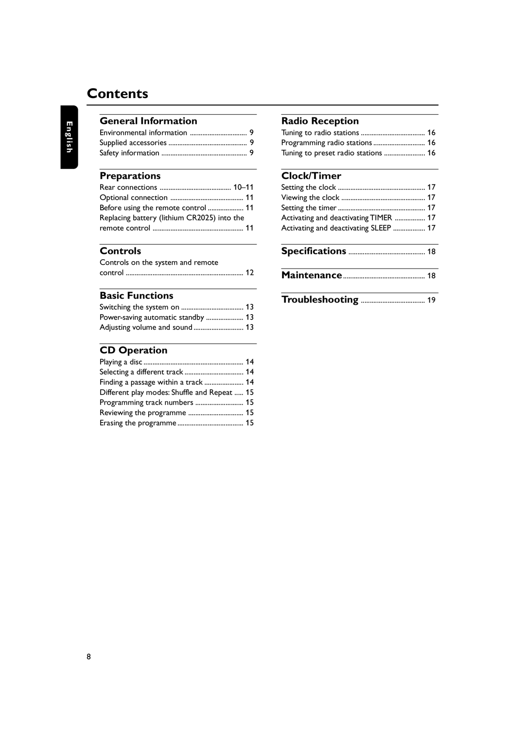 Philips MC235 user manual Contents 