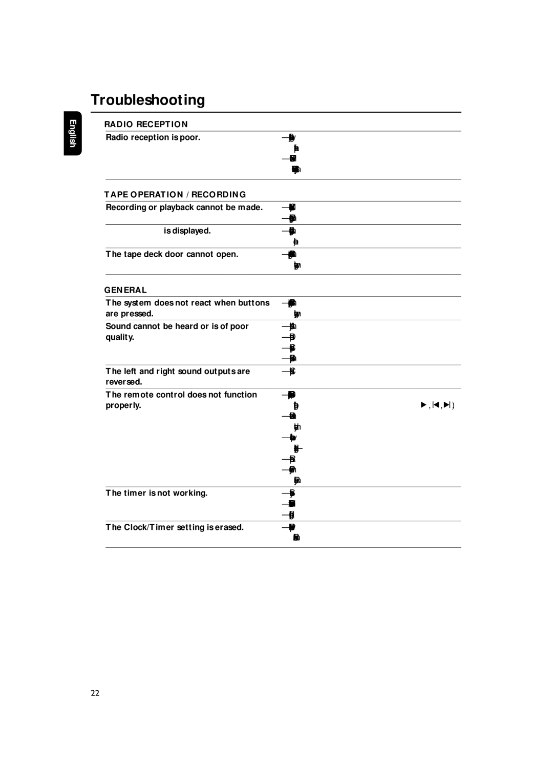 Philips MC270 user manual Radio Reception, Tape Operation / Recording, General 