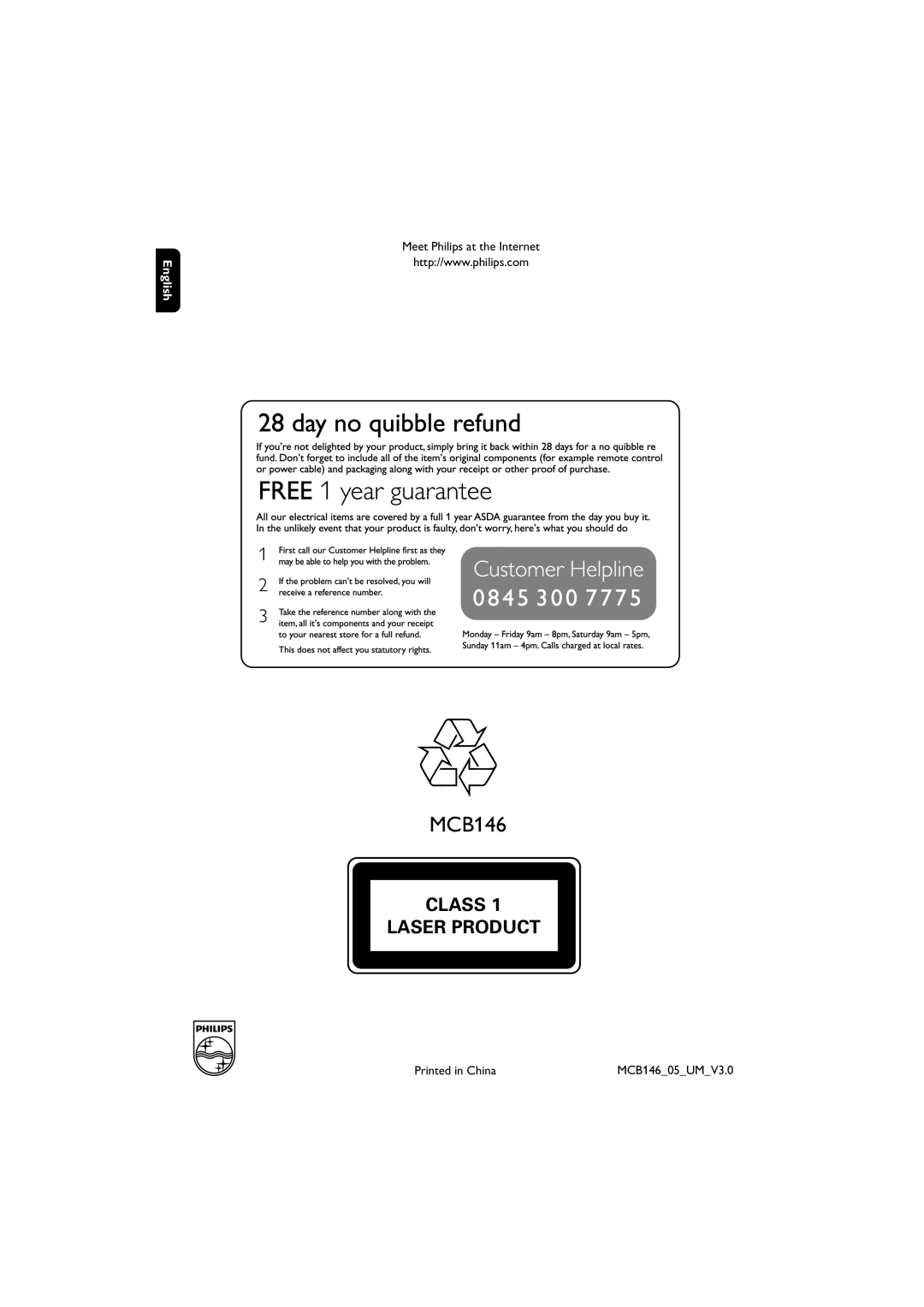 Philips MCB146 user manual Meet Philips at the Internet 