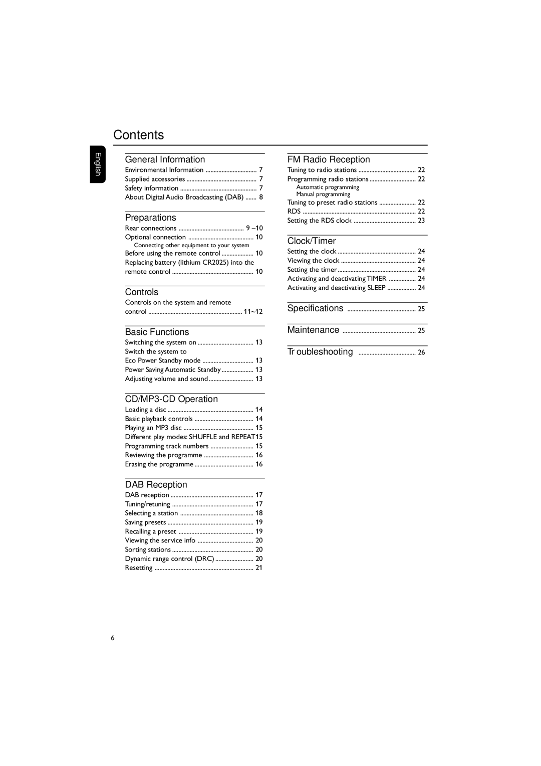 Philips MCB240 user manual Contents 