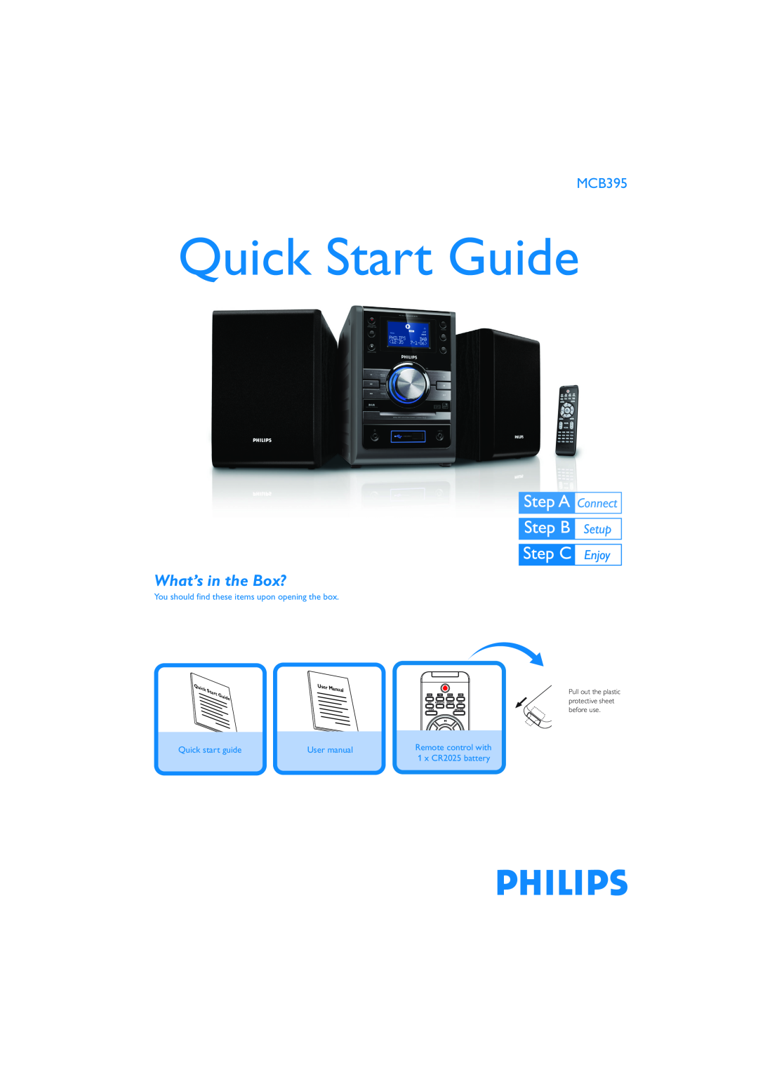 Philips MCB395 quick start Quick Start Guide, What’s in the Box?, You should find these items upon opening the box, User 