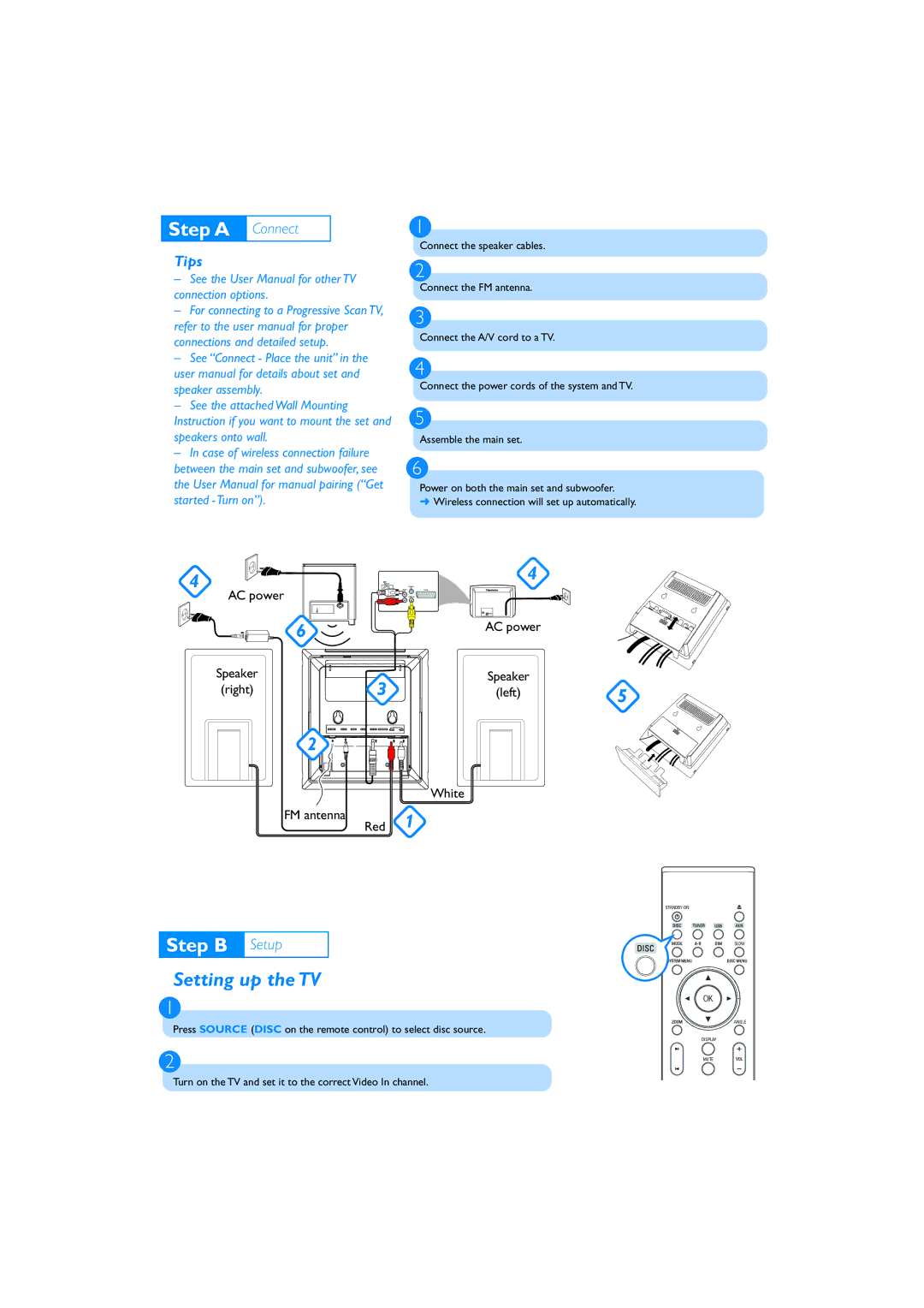 Philips MCD 289/12 quick start Setting up the TV, Tips 