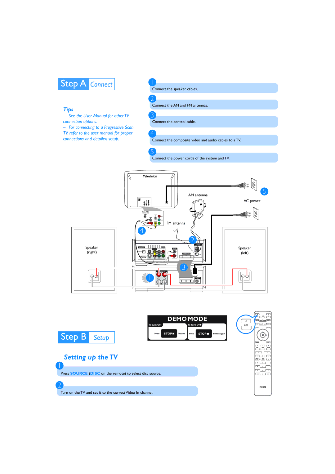 Philips MCD 908 quick start Setting up the TV, Tips 